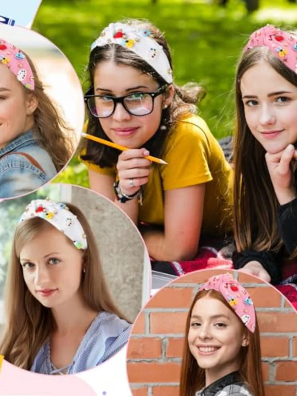 Teacher Pearl Rhinestone Back to School Knotted Headband Hair Accessory